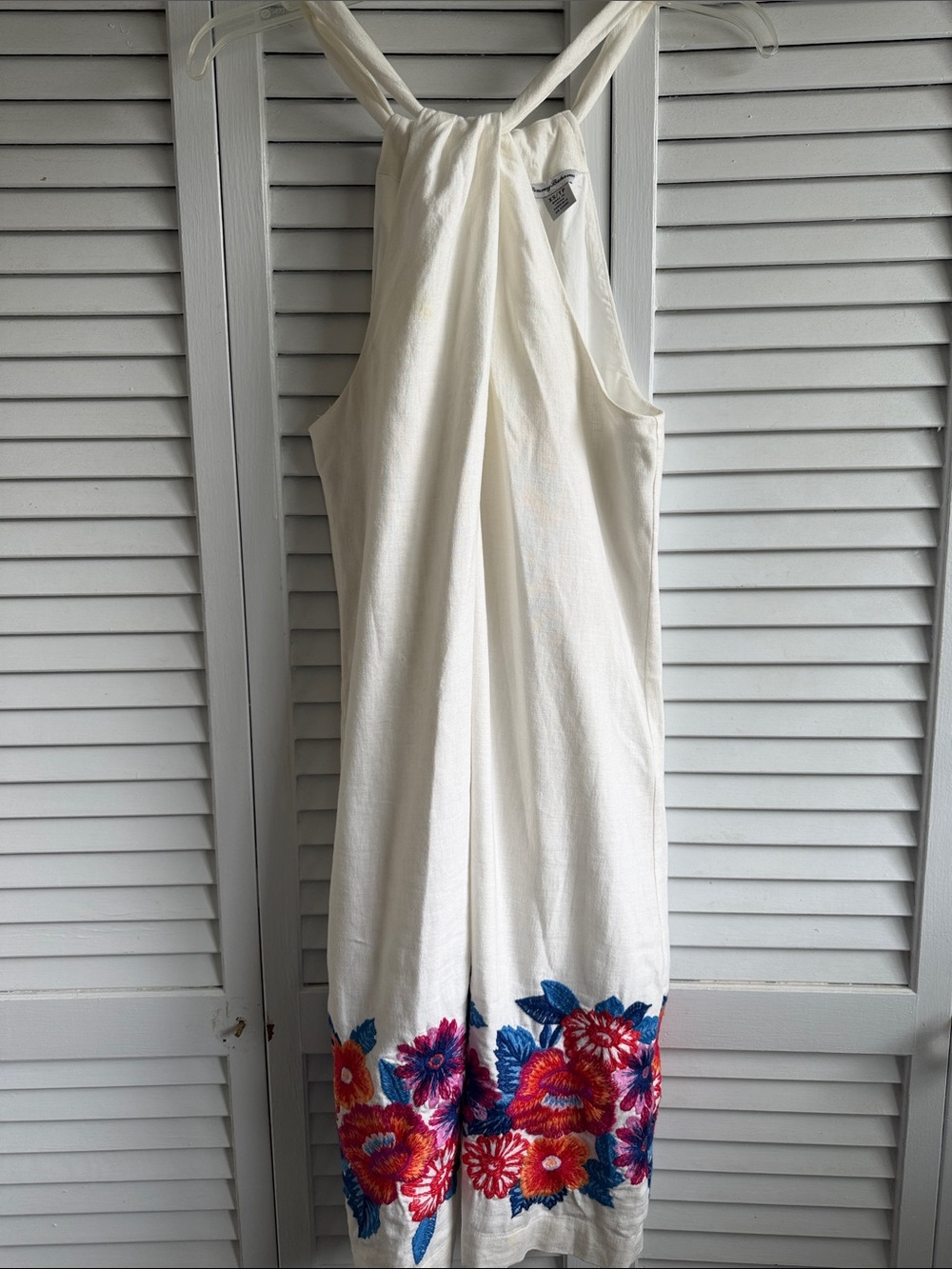 Tommy Bahama White Halter Romper with Multicolor Floral Embroidery